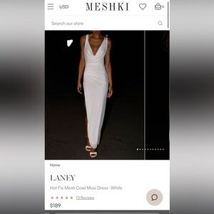 White Draped Evening Gown